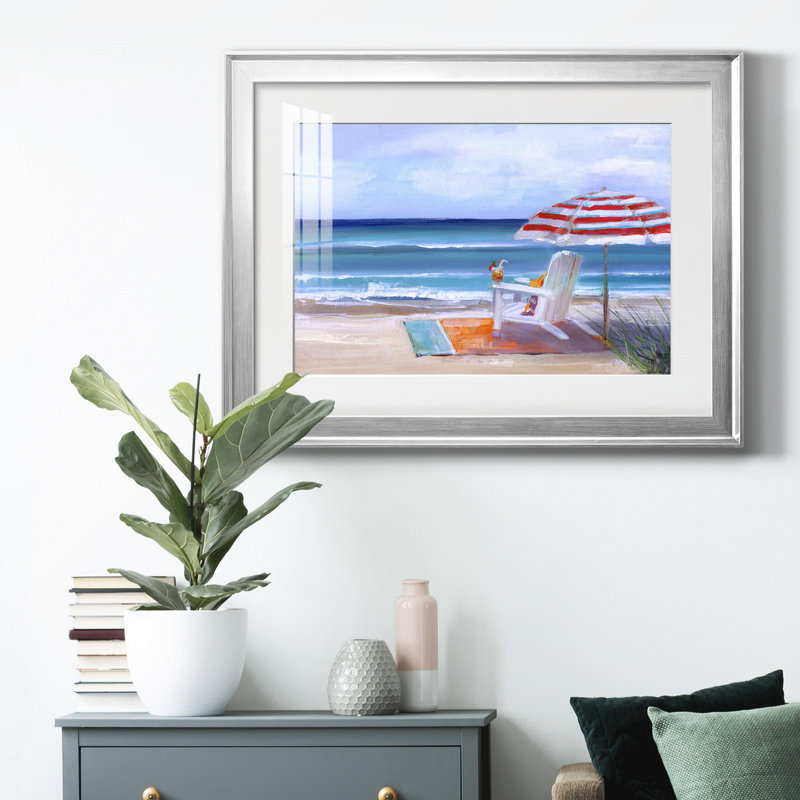 Toile encadrée de qualité supérieure Tea By The Sea - prête à être accrochée, H 26,5 po x l 36,5 po x P 1 po, Cadre argenté
