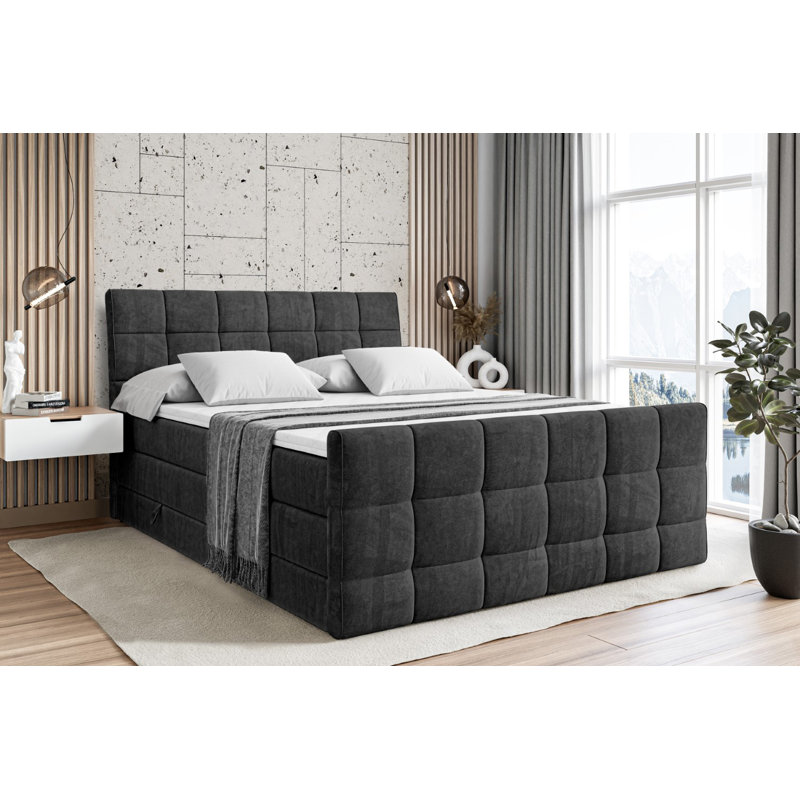 Brookelynne Divan Bed Set, 120cm W x 200cm D, Black