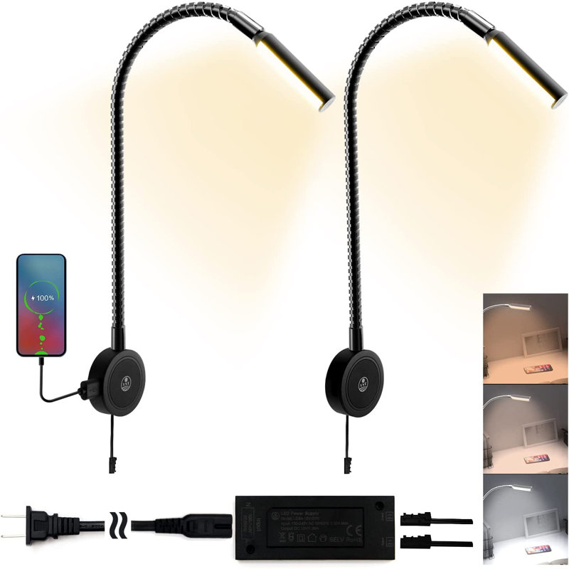 Zinc Alloy LED Plug-in Reading Lighting, Black