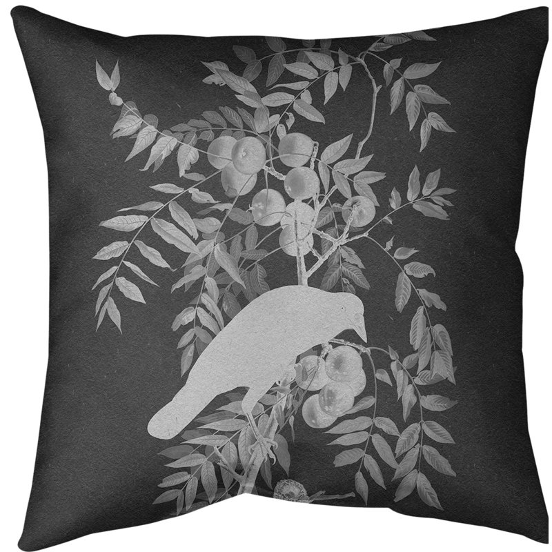 Coussin en oiseau américain american, 18 po x 18 po, Gris, Polyester filé