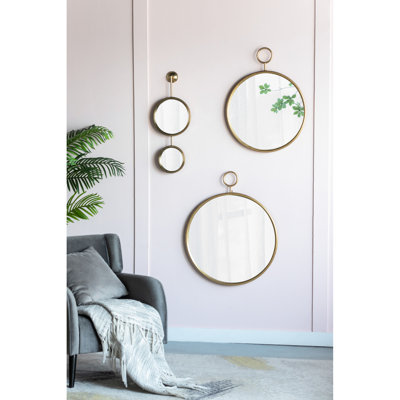 22" X 28" Gold Iron Frame Circle Wall Mirror - Enhance Your Interior Living Room, Entryway, Office Clear Reflection, With Fabulous