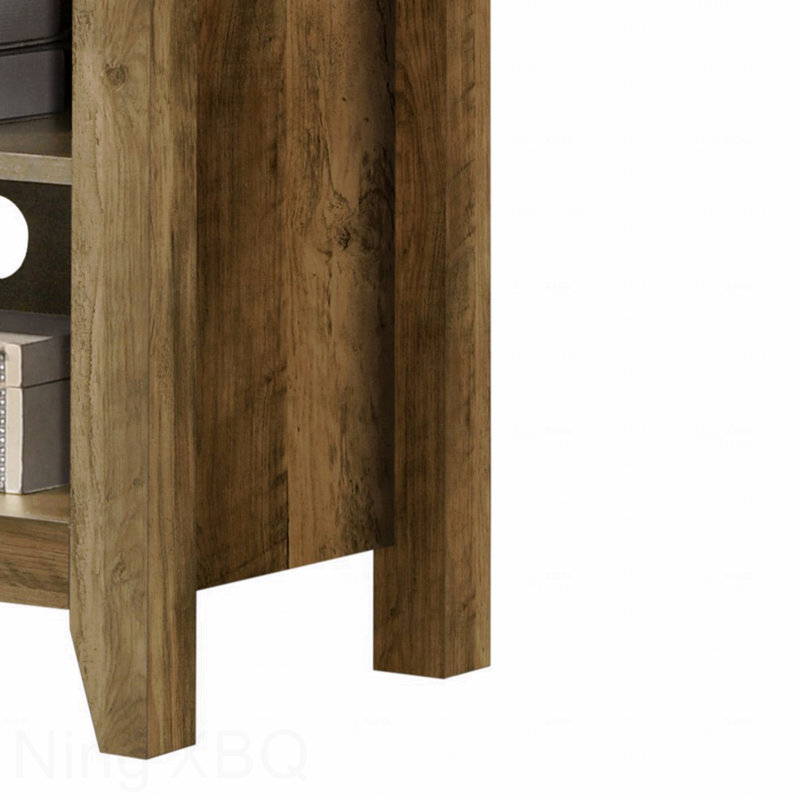Meuble télé Knotty Oak l 70 po avec tablettes ouvertes et gestion des câbles, Brun
