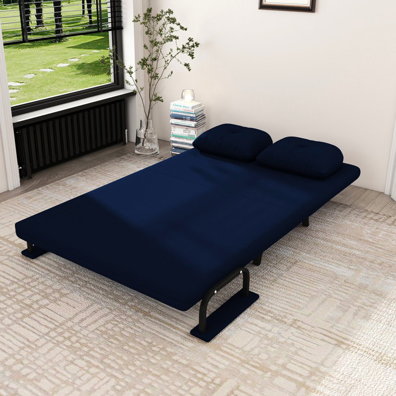 Lit pliant deux places de 117 cm de large, chenille teintée, 5 places, avec oreiller, design ergonomique, idéal pour les espaces multifonctionnels, pour le salon et le bureau.
