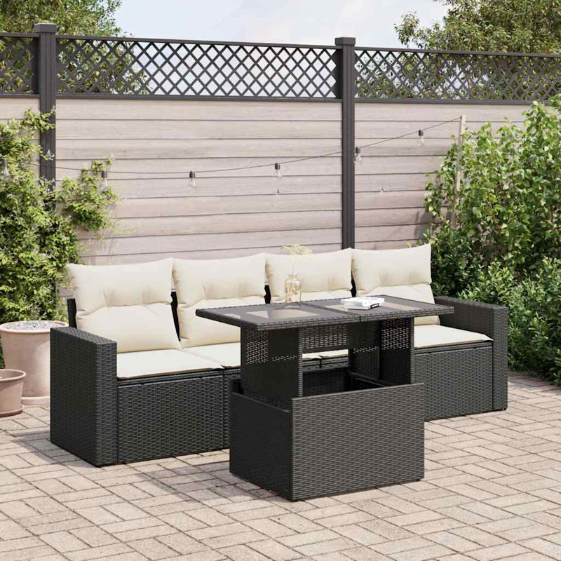Ensemble de canapé de jardin Vidaxl noir, blanc crème