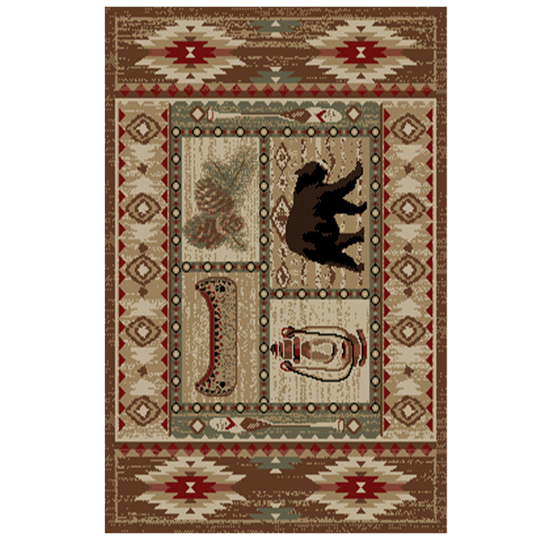 Tapis brun de style Sud-Ouest Seagle, Rectangle 2 pi 2 po x 3 pi 3 po