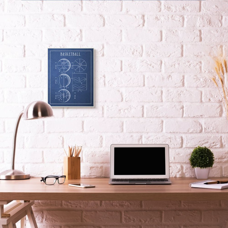 « basket blue rétro sports design » par daphné polselli, impression, H 19 po x l 13 po, Plaque en bois