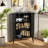 Modern 3-tier Corner Storage Cabinet With Tempered Glass Doors, Removeable Shelves & Metal Frame