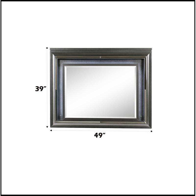 Miroir à finition grise avec DEL