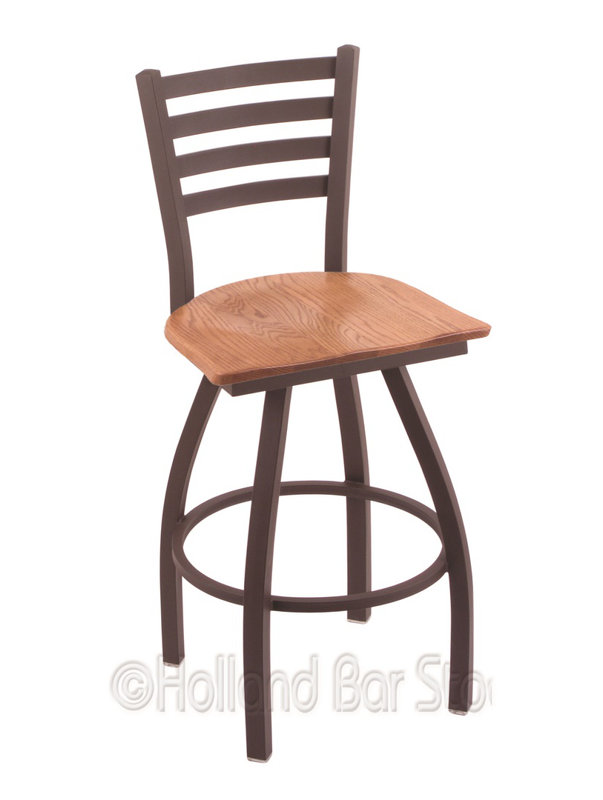 Tabouret de bar pivotant de 30" Evers, Chêne médium, Bronze, Tabouret de comptoir (siège d'une hauteur de 25 p