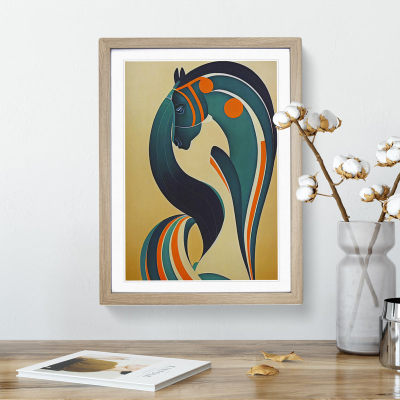 Horse No.1 - Single Picture Frame Print, 64cm H x 46cm W x 2cm D, Oak Framed