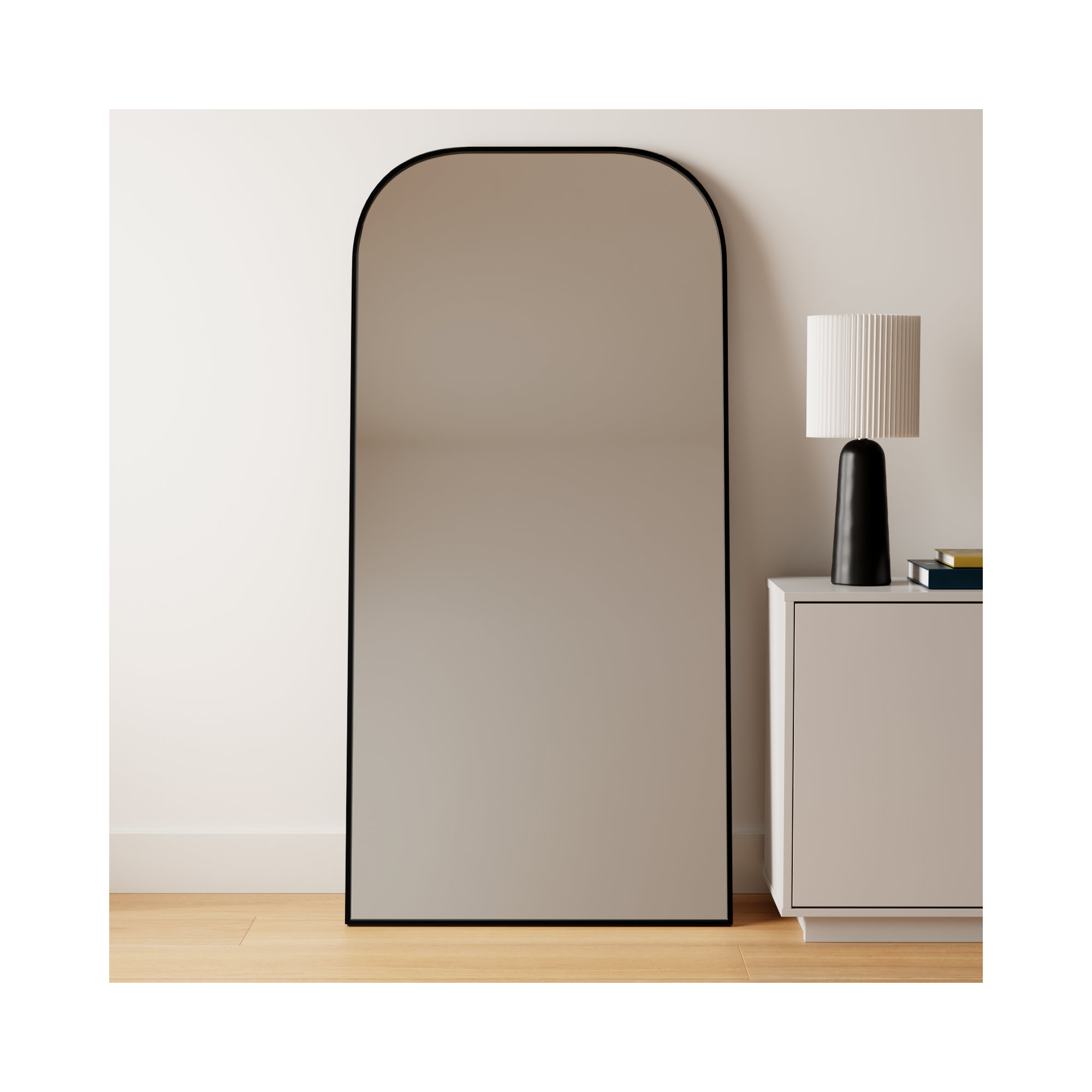 Sabine Metal Wide Arch Wall Mirror, 72" x 35", Black