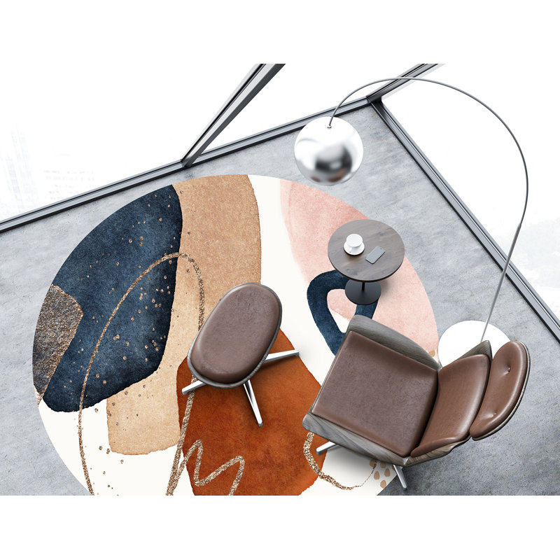 Daxen Vinyl Machine Printed Area Rug, Round 150cm