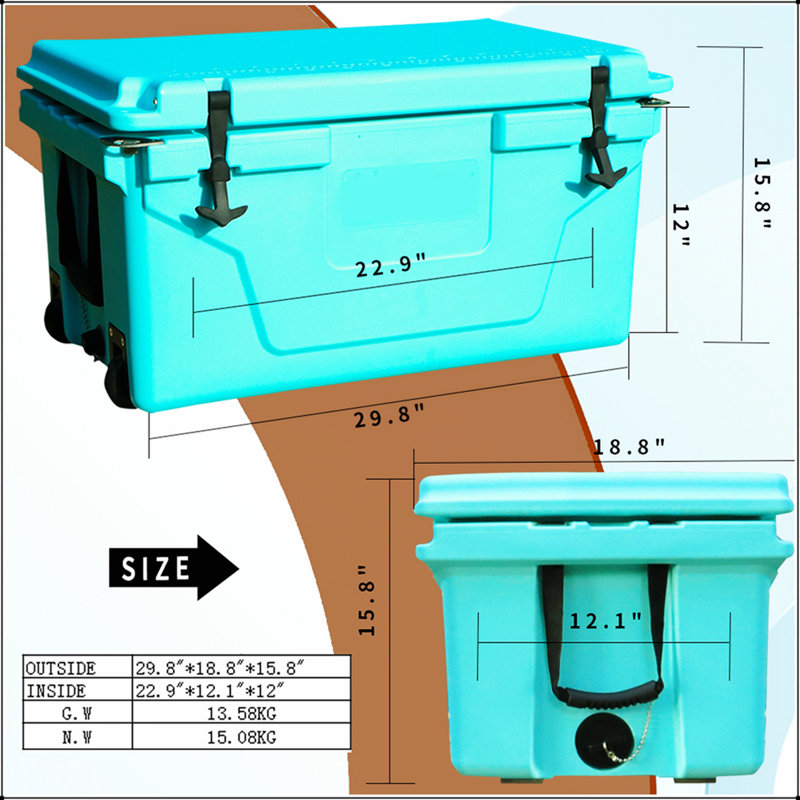 Durable 65QT Rotomolded Outdoor Cooler With Advanced Insulation For Extended Camping And Fishing Trips