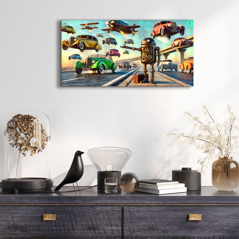  'Need A Ride' by Rey Klimt Acrylic Glass Wall Art, 24" x 12", H 24 po x l 48 po