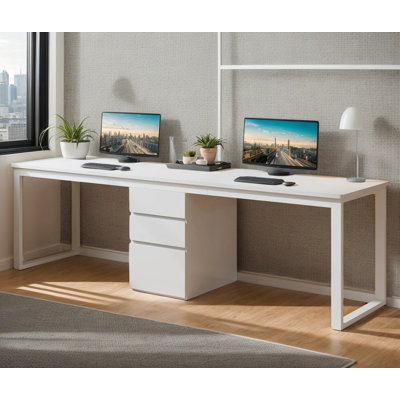 Bureau 78,7 "pour deux personnes avec tiroirs, bureau d'ordinateur moderne double