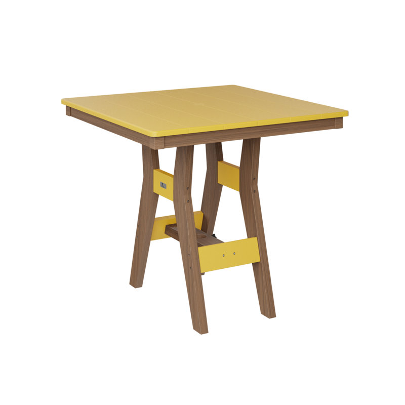 Harbor Outdoor Square Dining Table, Antique Mahogany, 30.37" H x 33" W x 33" D, Sunburst Yellow