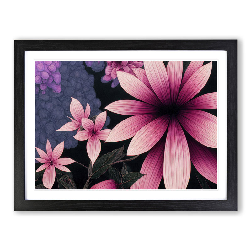 Beguiling Flowers - Single Picture Frame Print, Black Frame, 25cm H x 34cm W x 2cm D