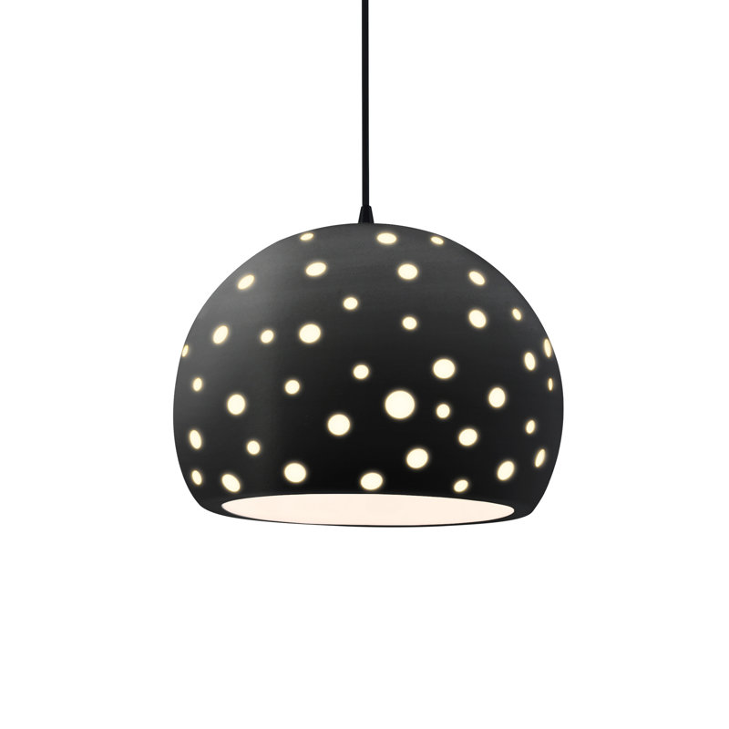 Luminaire suspendu sphère 1 lumière perforé - carbone - noir mat - noir mat - l 12,25 po x H 9,25 po - DEL dédiée - cordon noir