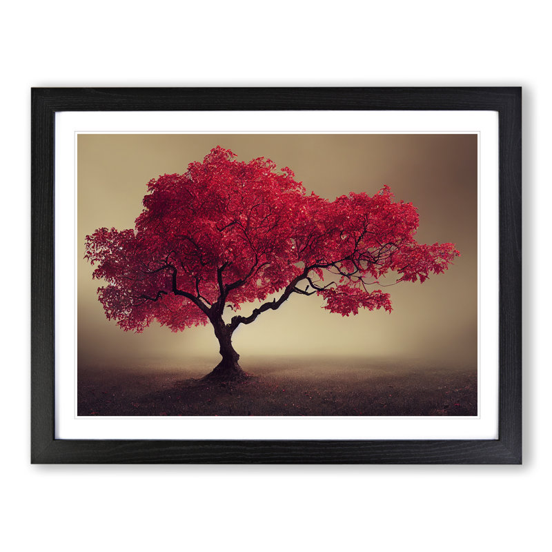 Lively Apple Tree - Single Picture Frame Print, Black, 46cm H x 64cm W