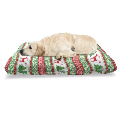 Ambesonne Christmas Pet Bed, Knit Style Graphic Reindeer Star And Snowflake Holiday Family Theme, Chew Resistant Pad For Dogs And Cats Cushion With Re -  East Urban Home, FB81503FE11E40768A373D51A3CA19A6