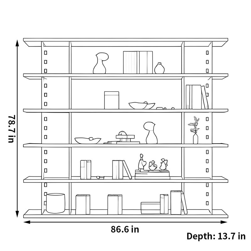 Une bibliothèque aux tendances personnalisées, (5 tablettes) H 78,7 po x l 86,6 po x P 13,7 po