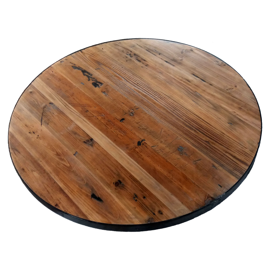 The Rustic Prairie Round Table Top with Metal Edge  Heirloum 