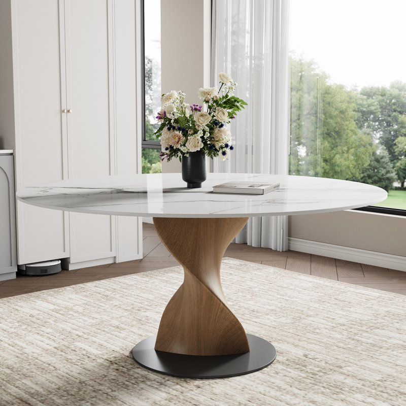 Table de salle à manger Contemporary, Brillant neigeux, 29.53"H x 47.24"L x 47.24"W