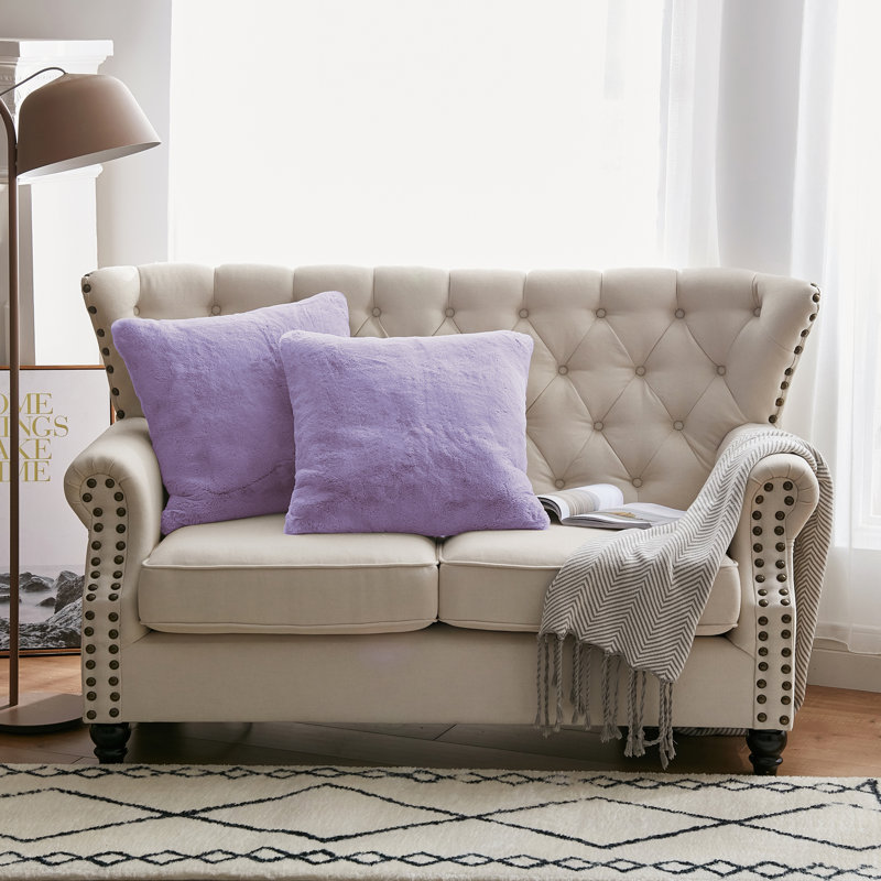 Heavy Faux Fur Throw Pillow Cover, Lavender Fog, 20' H x 20' W