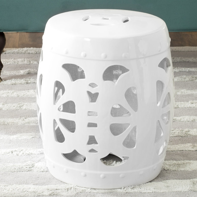 Ceramic Accent Stool, White