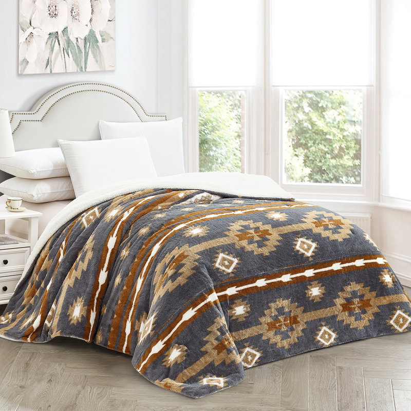  Couverture en fausse fourrure Southwest, Gris