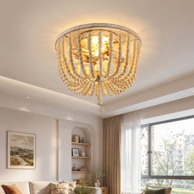 2-Light 31cm Solid Wood Farmhouse Flush Mount