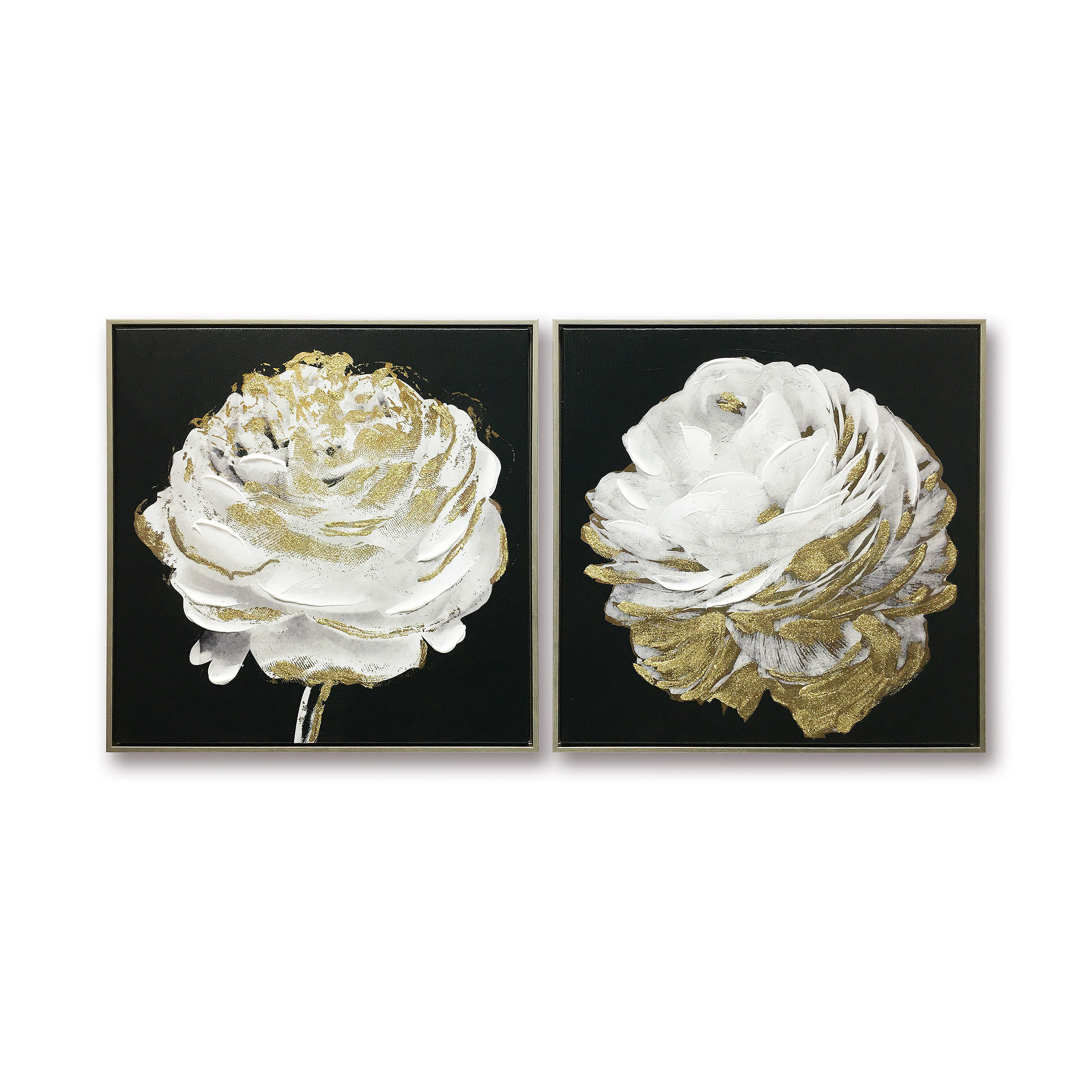 Laurel Foundry Modern Farmhouse® Ranunculus White Flower Gold Black ...