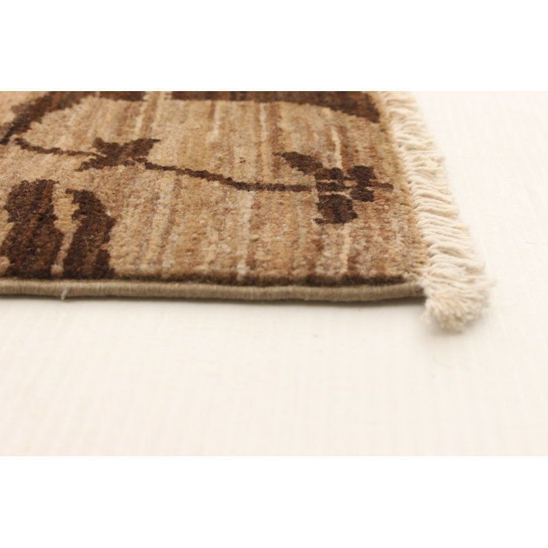 Tapis décoratif en laine noué à la main de conception unique noué à la main New Age 18/20 Pakso brun foncé/brun clair 3 pi 9 po x 6 pi 1 po