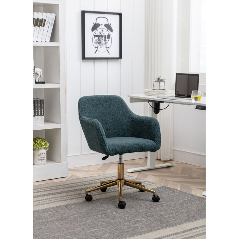 Modern Teddy Fabric Material Adjustable Height 360 Revolving Home Office Chair With Metal Legs Universal Wheel For Indoor