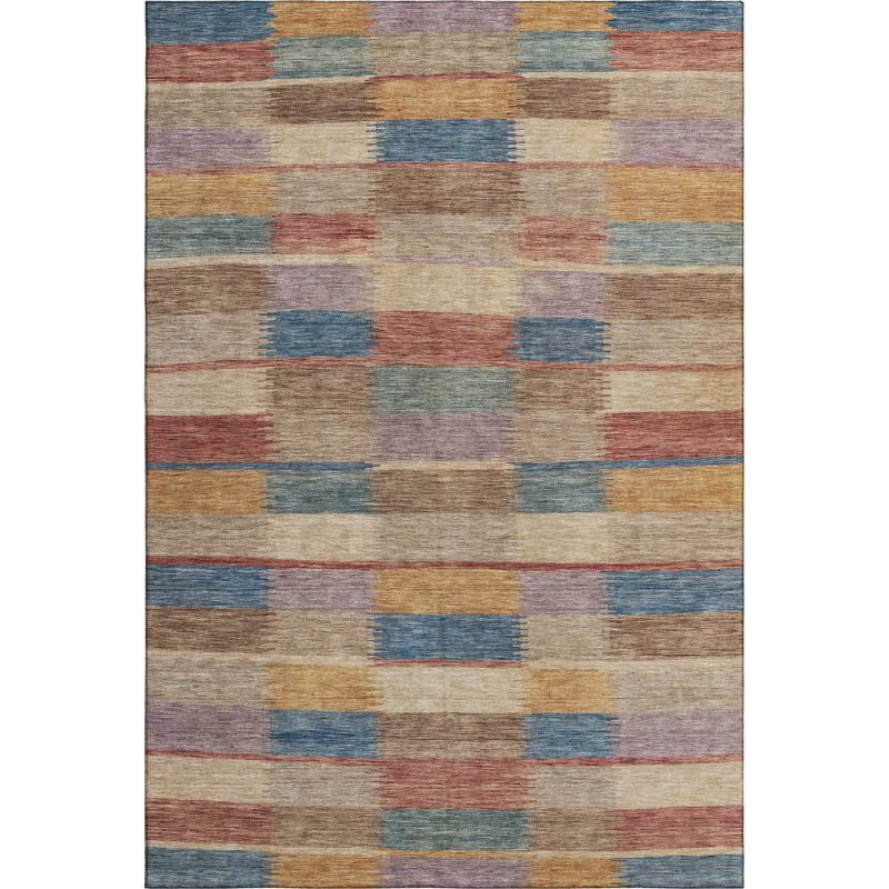 Premium Machine Washable Brennon AMF1628 Stripes Rug, Rectangle 10' x 14'