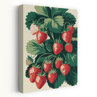 Été, fraise, récolte, fruits abstraits, art mural