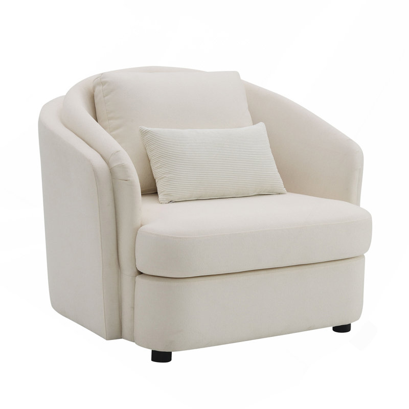 Chaise en lin beige avec 1 coussin décoratif