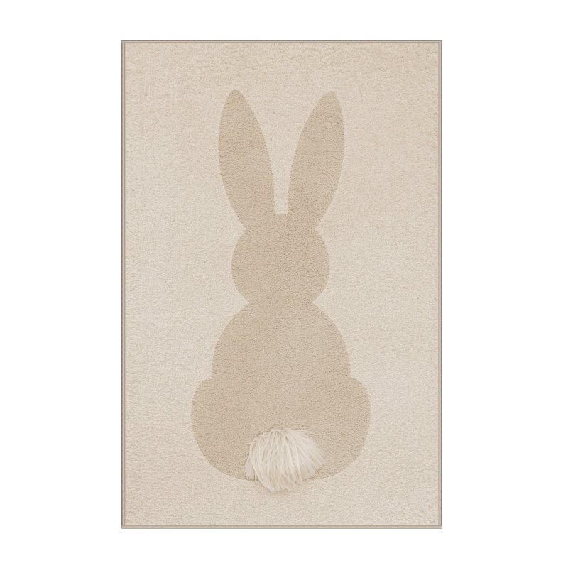 Soft Plush Esser Easter Modern & Contemporary Abstract Area Rug in Beige – Beige Binding, 6x9