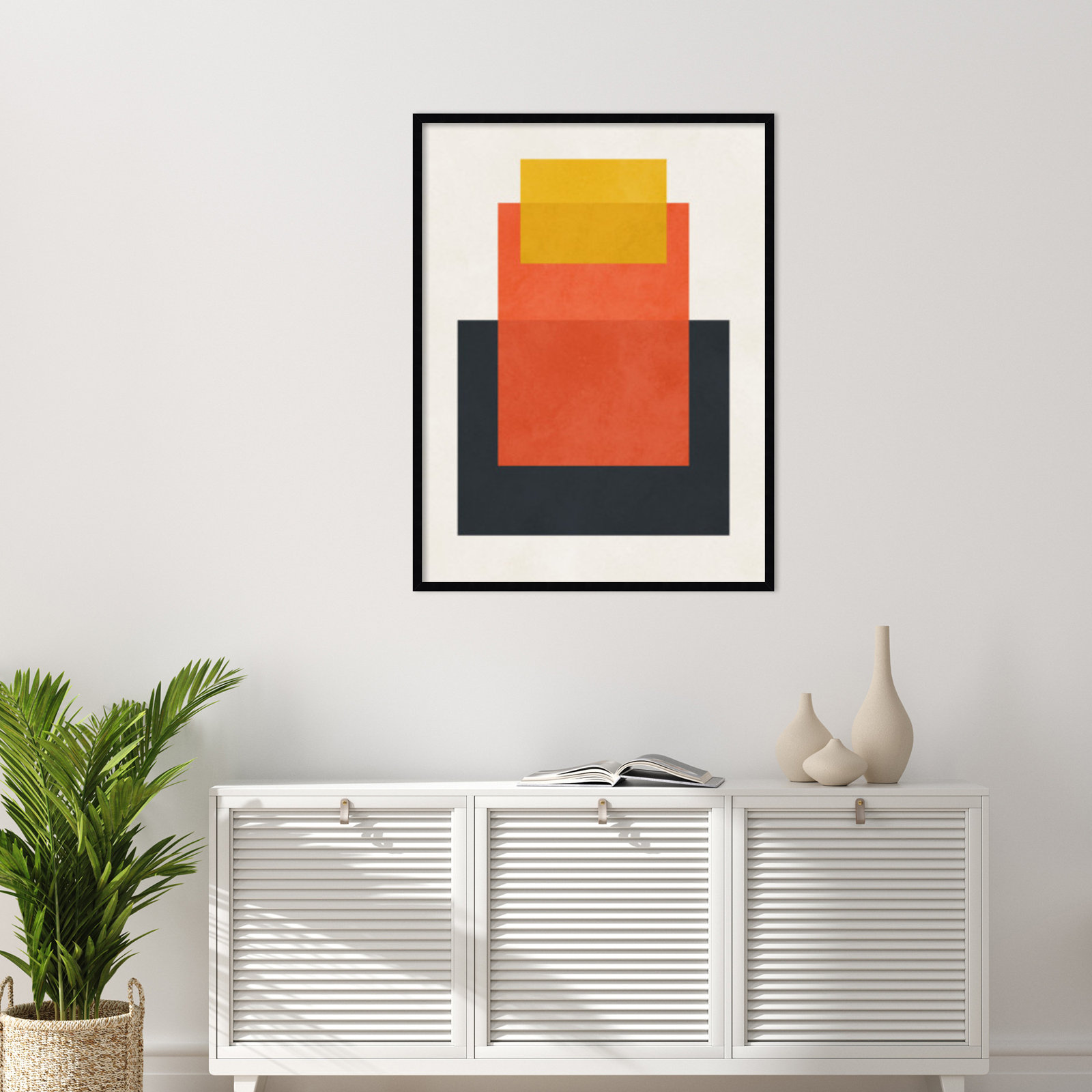 Overlapping Geometry 10 Print, Brown/Orange, 41" H x 31" W, Black