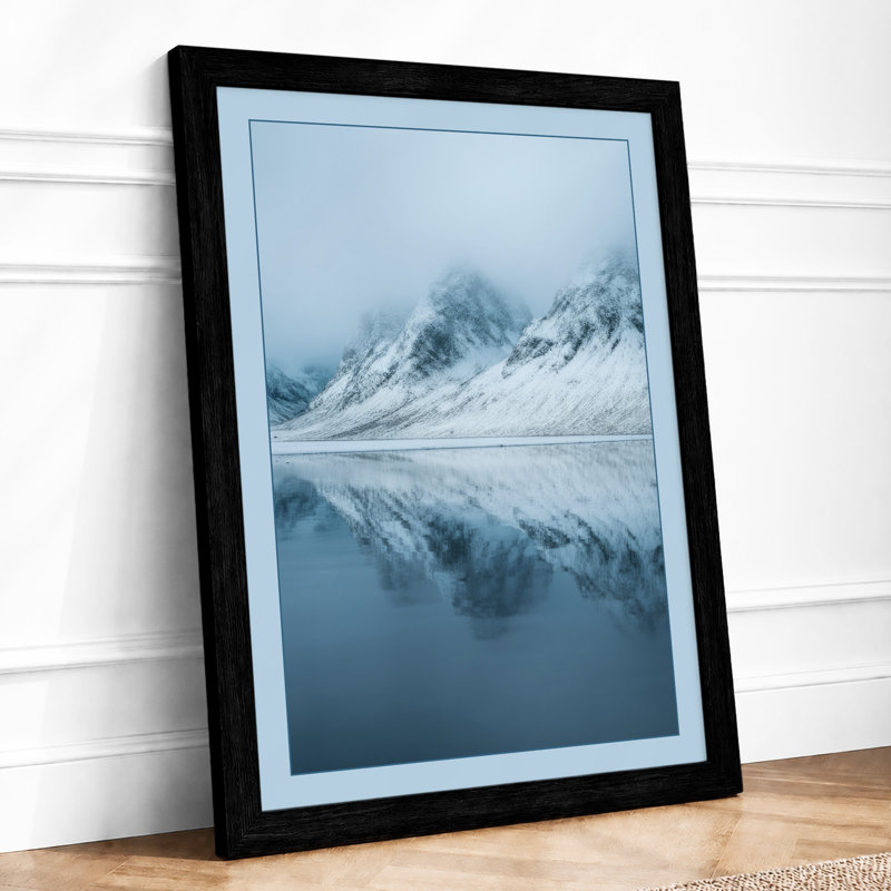 Mountain Reflected Minimalist - Print, A2 - 59.4 x 42.0 cm, Black