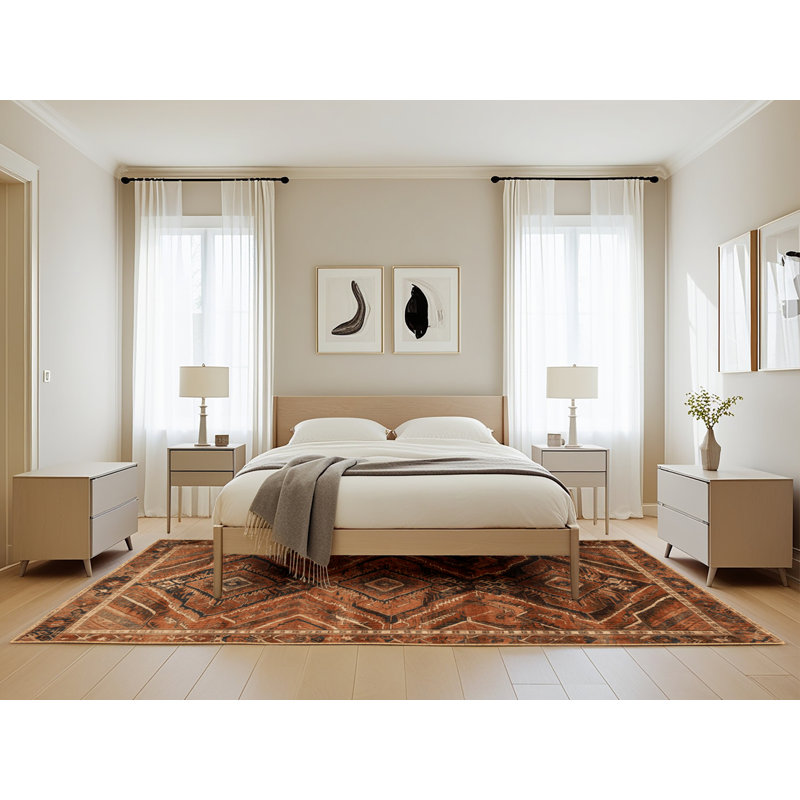 Tapis brun lavable à la machine, Rectangle de 5 pi x 8 pi