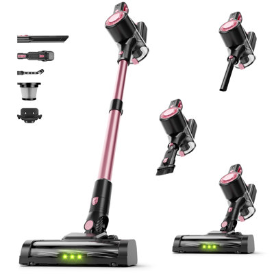 Cordless Vacuum Cleaner For Home - Lightweight, Stick Vacuum Clean With Rechargeable Battery, Max 45mins Runtime, 8 In 1 Handheld Vacuum For Hardfloor & Carpets Pet Hair, Pink&black