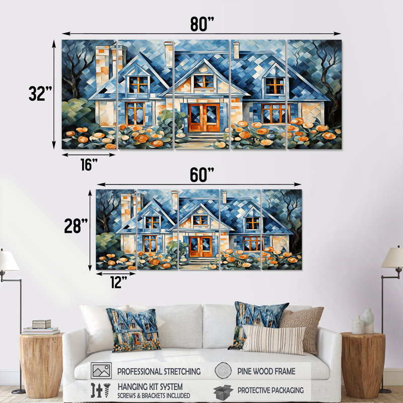 Cottage Garden Gateway I - Landscape Cottage, art mural 5 pièces, H 28 po x l 60 po
