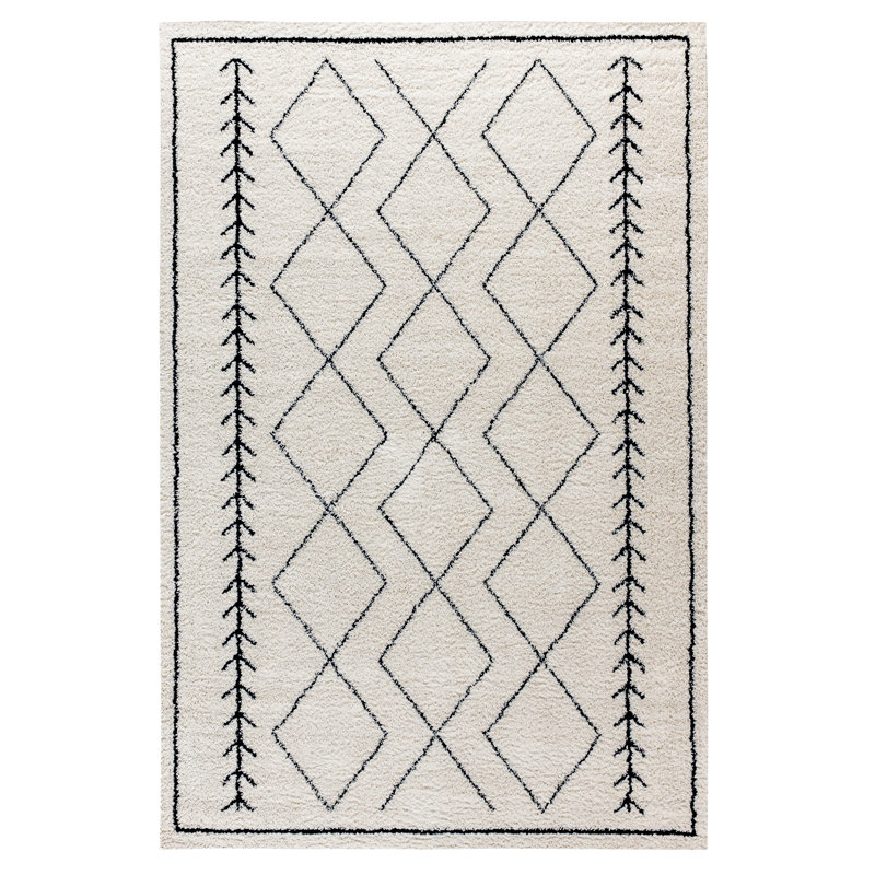 Campuzano Geometric Bohemian Shag Rug, Rectangle 5' x 7'