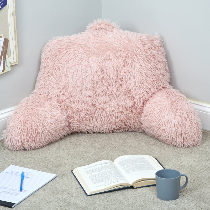  Shaggy Backrest Pillow, Tea Rose