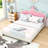 Upholstered Upholstered Princess Bed With Crown Headboard-350776978