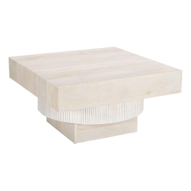Natural Whitewashed Acacia Wood Square Coffee Table