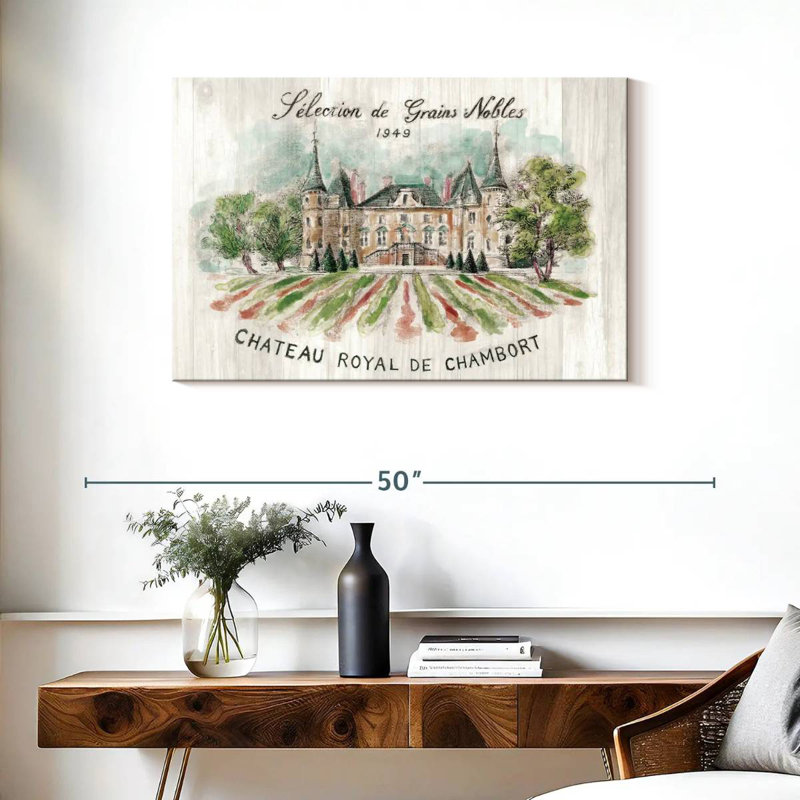 Lilie Chateau Chambort sur bois, H 24 po x l 36 po