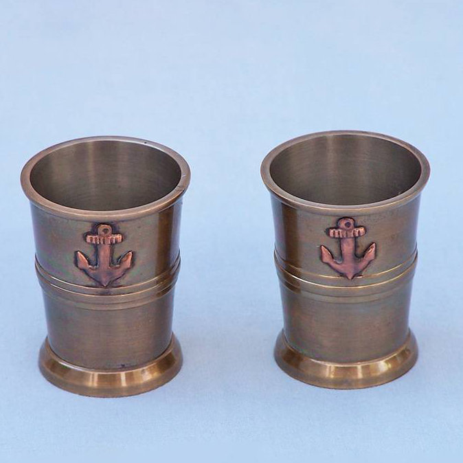 Violette Copper Shot Glass / Shooter Set, Antique Brass