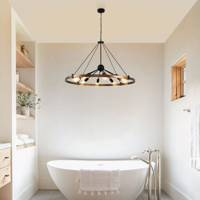 8 - Light Wagon Wheel Chandelier